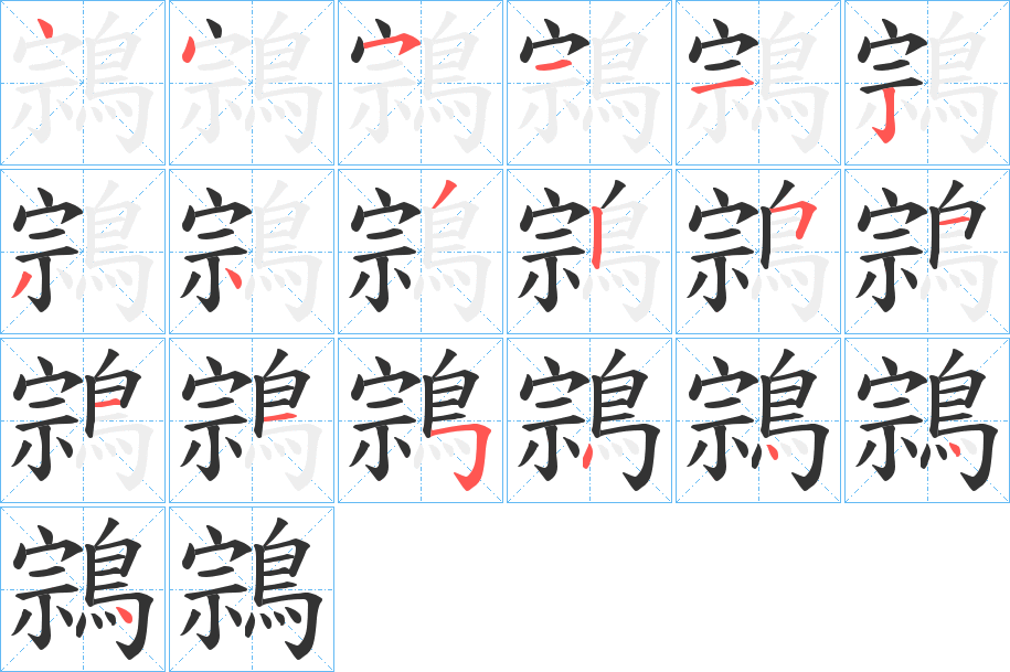 鶎的笔顺分步演示